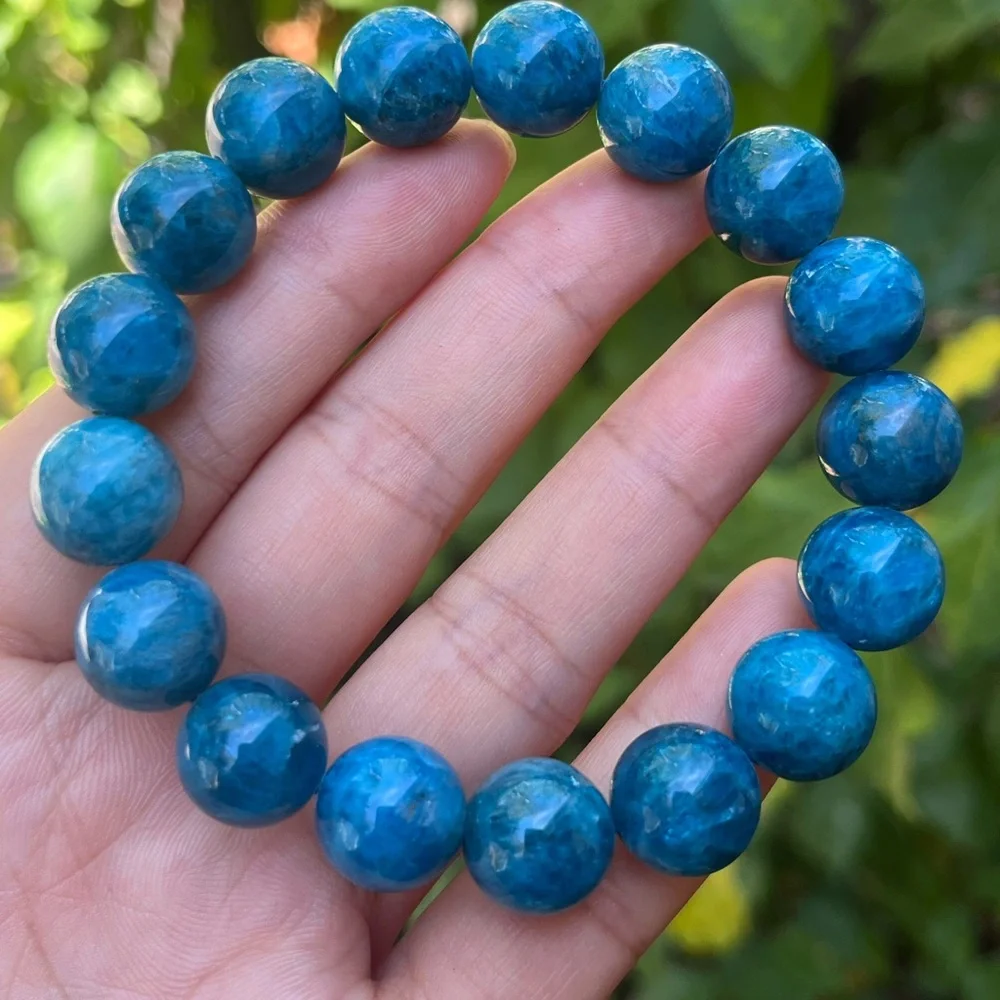 12.8mm stretchable flash blue apatite bracelet‎